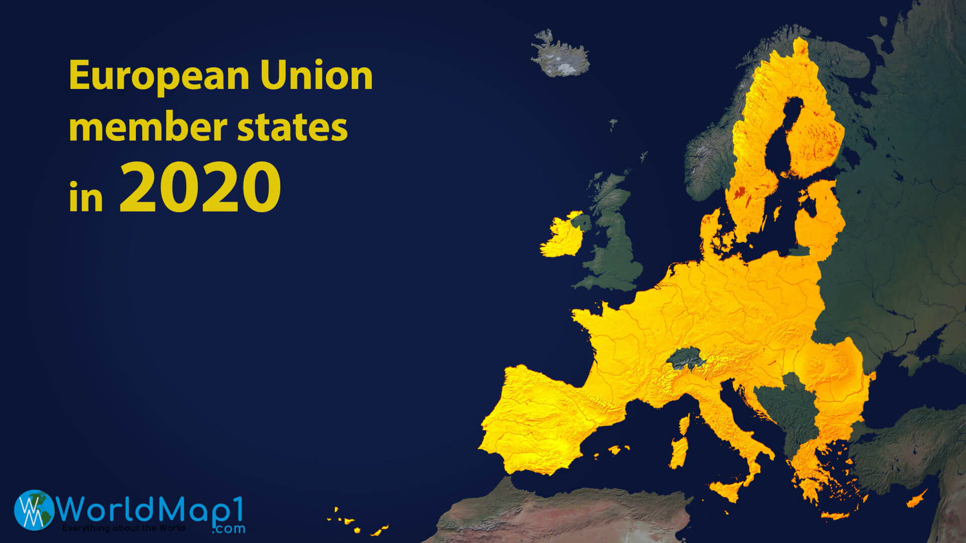 Karte der Mitgliedstaaten der Europäischen Union in 2020